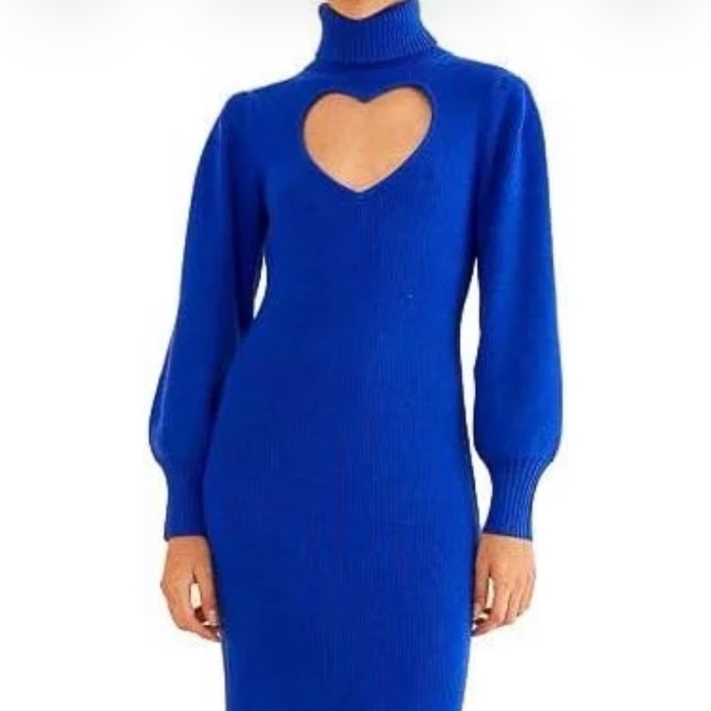 FARM Rio Royal Blue Heart Neckline Knit Dress